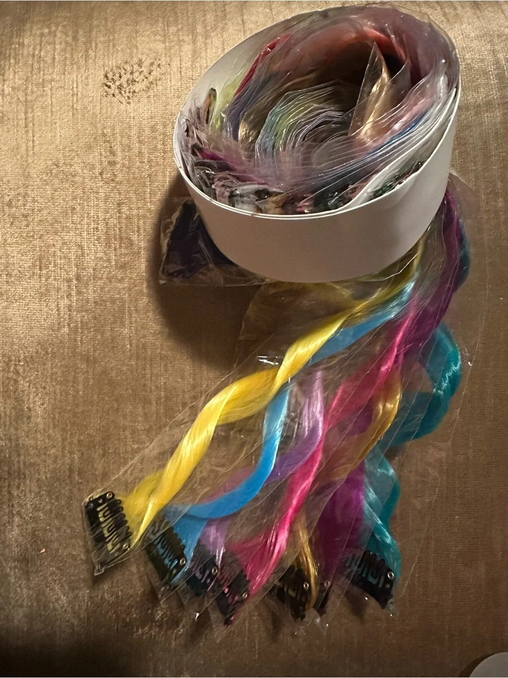 Multicolor Clip-In Synthetic Hair Extensions – Bright Rainbow Strands